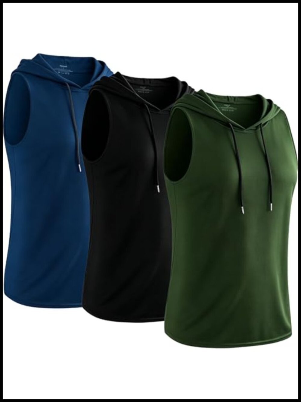 Men's 3 Pack Dry Fit Hooded Tank Tops Mesh Breathable Sleeveless Workout
